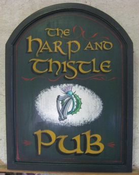 This wooden pub sign was custom made for someone's personal bar.