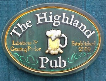 This wooden pub sign was custom made for someone's personal bar.