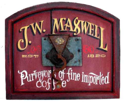 This one has a real antique coffee grinder mounted right in the middle!