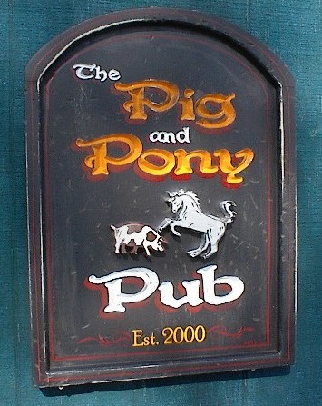 This wooden pub sign was custom made for someone's personal bar.